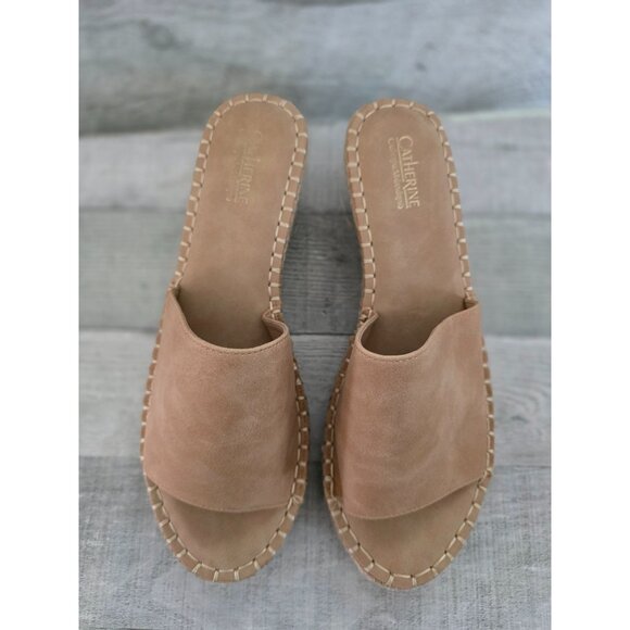 Catherine Malandrino Tan Wedge Slide Sandals Size 9 - Picture 4 of 6